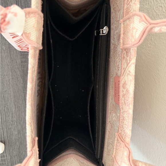 Dior Pink & Cream Toile de Jouy Tote with Scarf Accent - Picture 4 of 6